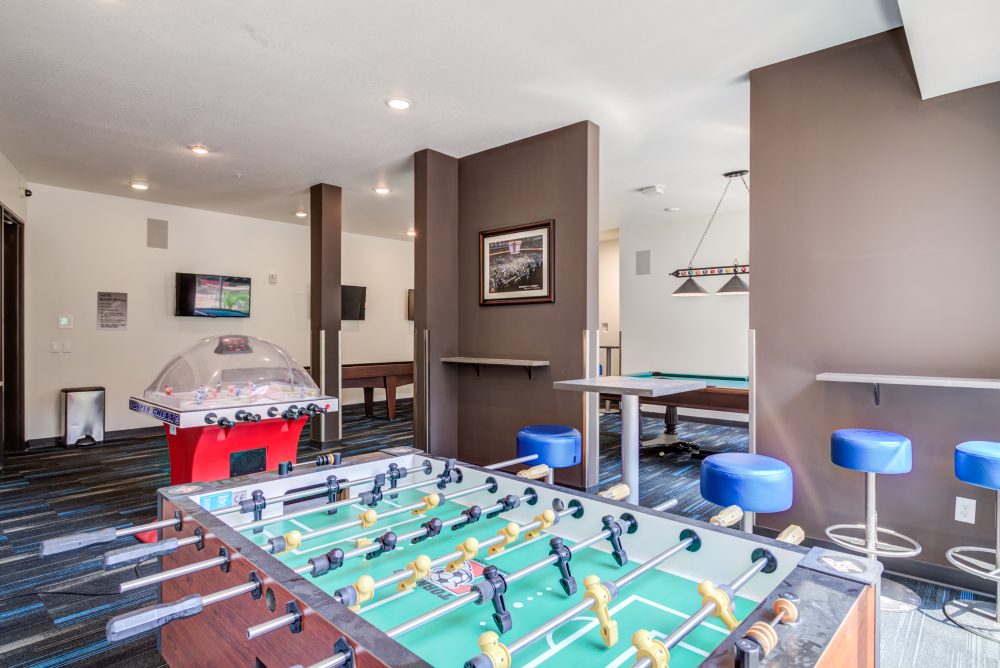 the knoll dinkytown off campus apartments near the university of minnesota resident clubhouse game room foosball
